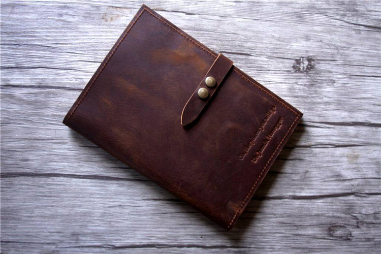 custom brown leather journal cover notebook holder