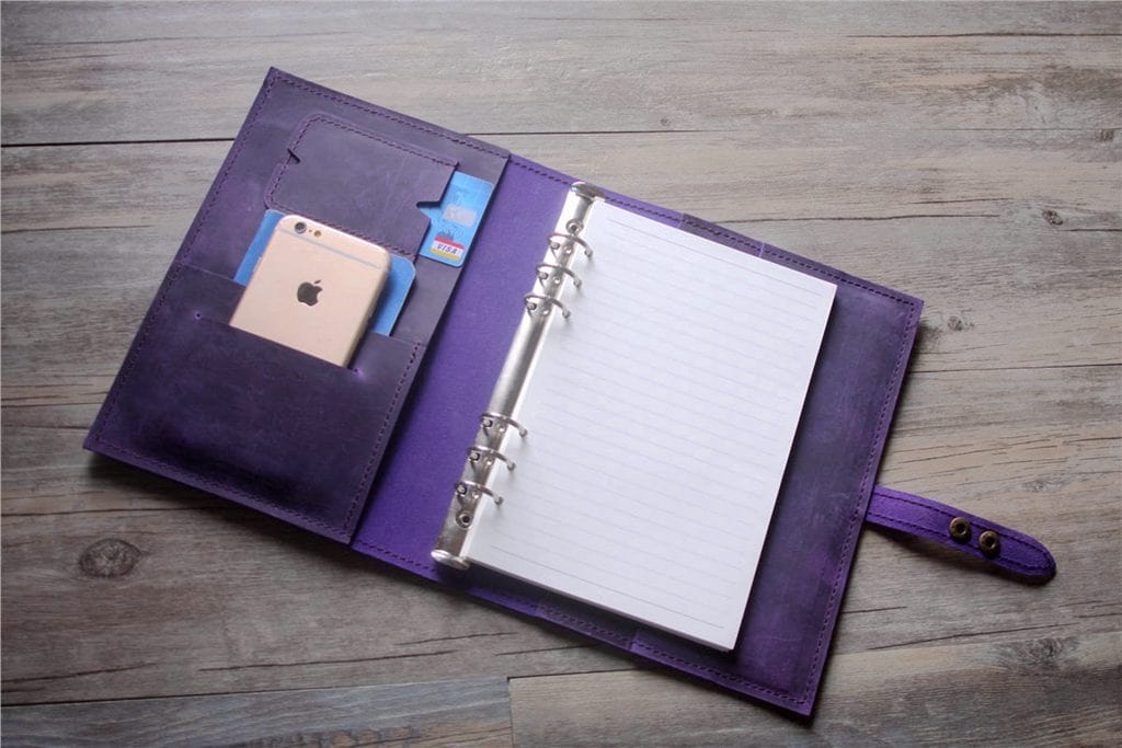 Planificateur de classeur en cuir violet - Journal quotidien, hebdomadaire  ou mensuel – LeatherNeo