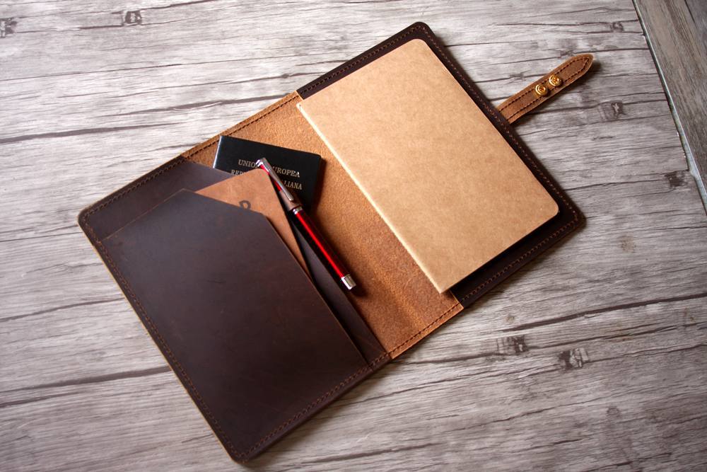 Rustic Dark Brown Leather A5 Leather Notebook Cover Refillable – LeatherNeo