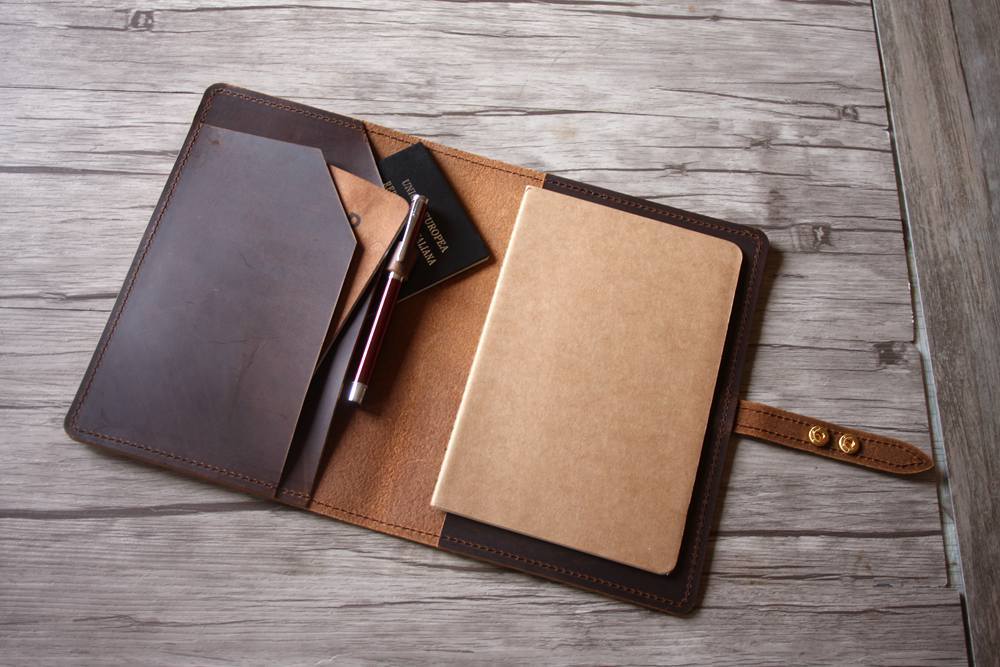 Rustic Dark Brown Leather A5 Leather Notebook Cover Refillable – LeatherNeo