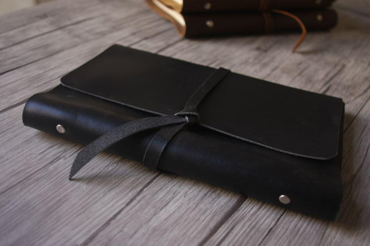 Custom Black Leather Notebook Journal