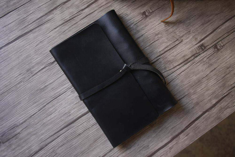 Handmade Refillable Black Leather Notebook Journal