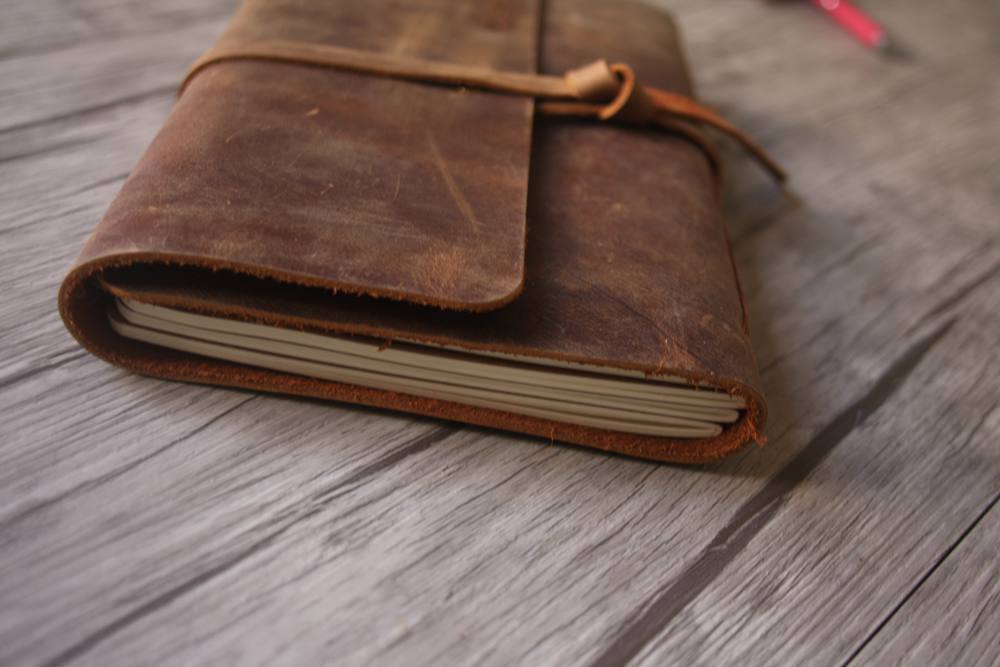 rustic bound sketch books, open flat