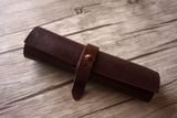 waxed leather pencil holder case