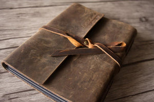 personalized genuine brown leather photo album