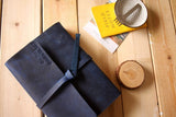 blue leather photo album guest book