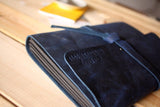 custom blue leather photo guest book album