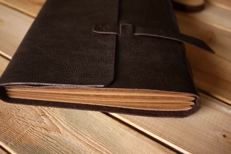 handmade coffee leather blank guest book