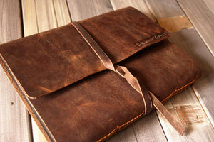 Leather Photo Album Scrap Book – Handcrafted Full Grain Buffalo Leather  Scrapbook and Photo Albums for Photos w/Leather Strap – Beautiful Handmade