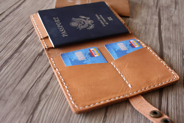 personalized leather passport wallet