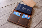 engraved leather passport holder