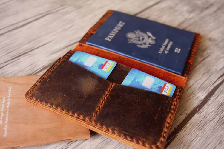 custom leather mens passport holder