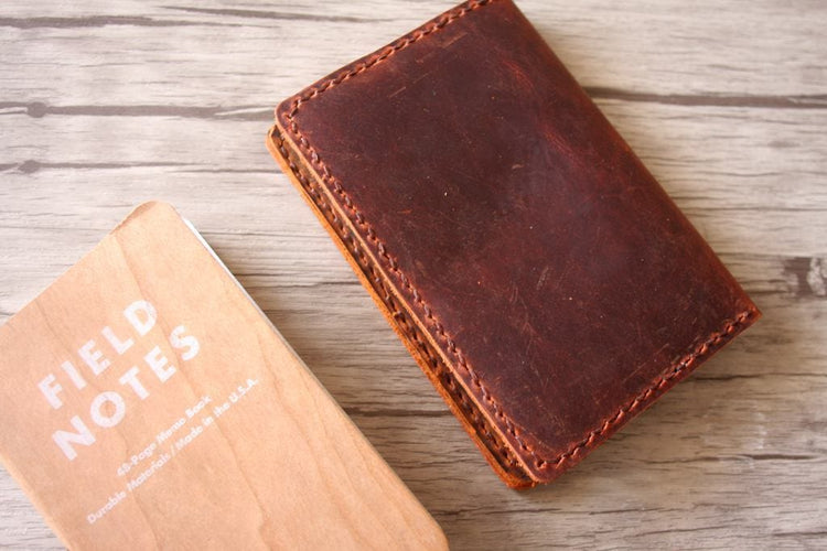 distressed brown leather pasport holder