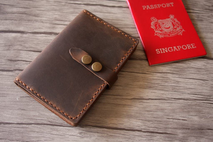 handmade leather passport wallet holder