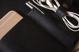 black leather designer ipad portfolio case pen holder