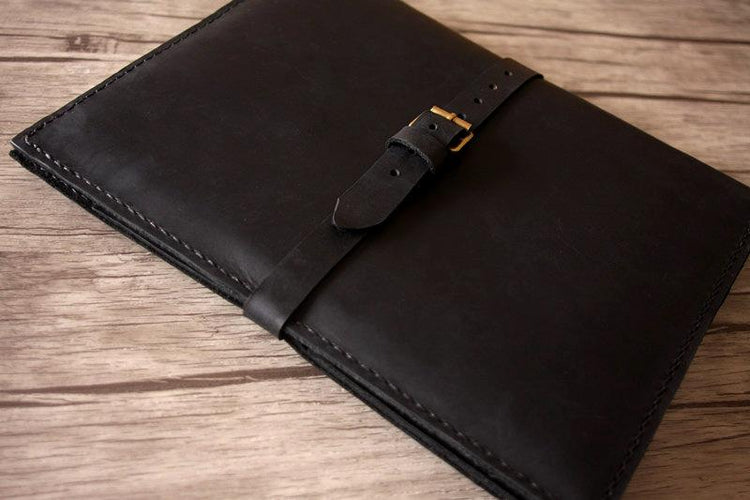 black leather designer ipad portfolio case