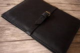 black leather designer ipad portfolio case