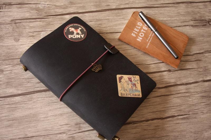 Personalised leather moleskine travel journal A5 size with