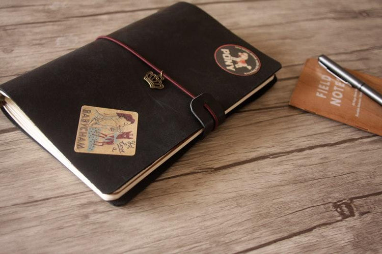 black personalized Travel Journal Notebook Cover