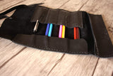 personalized leather pencil organizer