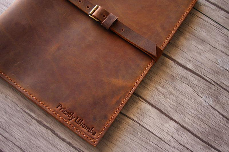 Brown Leather Sleeve for iPad Pro 12.9 Inch Personalized with Name