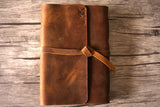 rustic brown leather bound retirement album book