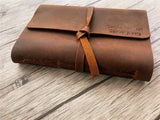 engraved distressed leather notebook