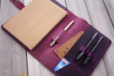 purple leather refillable lined notebook