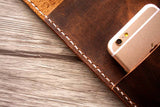 engraved distressed brown leather ipad case
