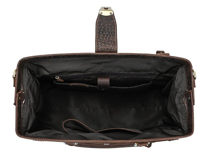 small leather duffle bag