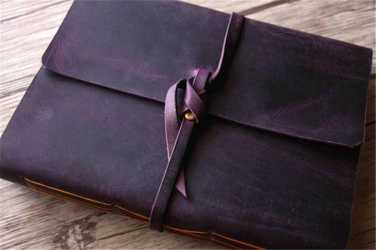 purple rustic leather journal