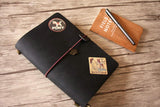 custom black leather notebook